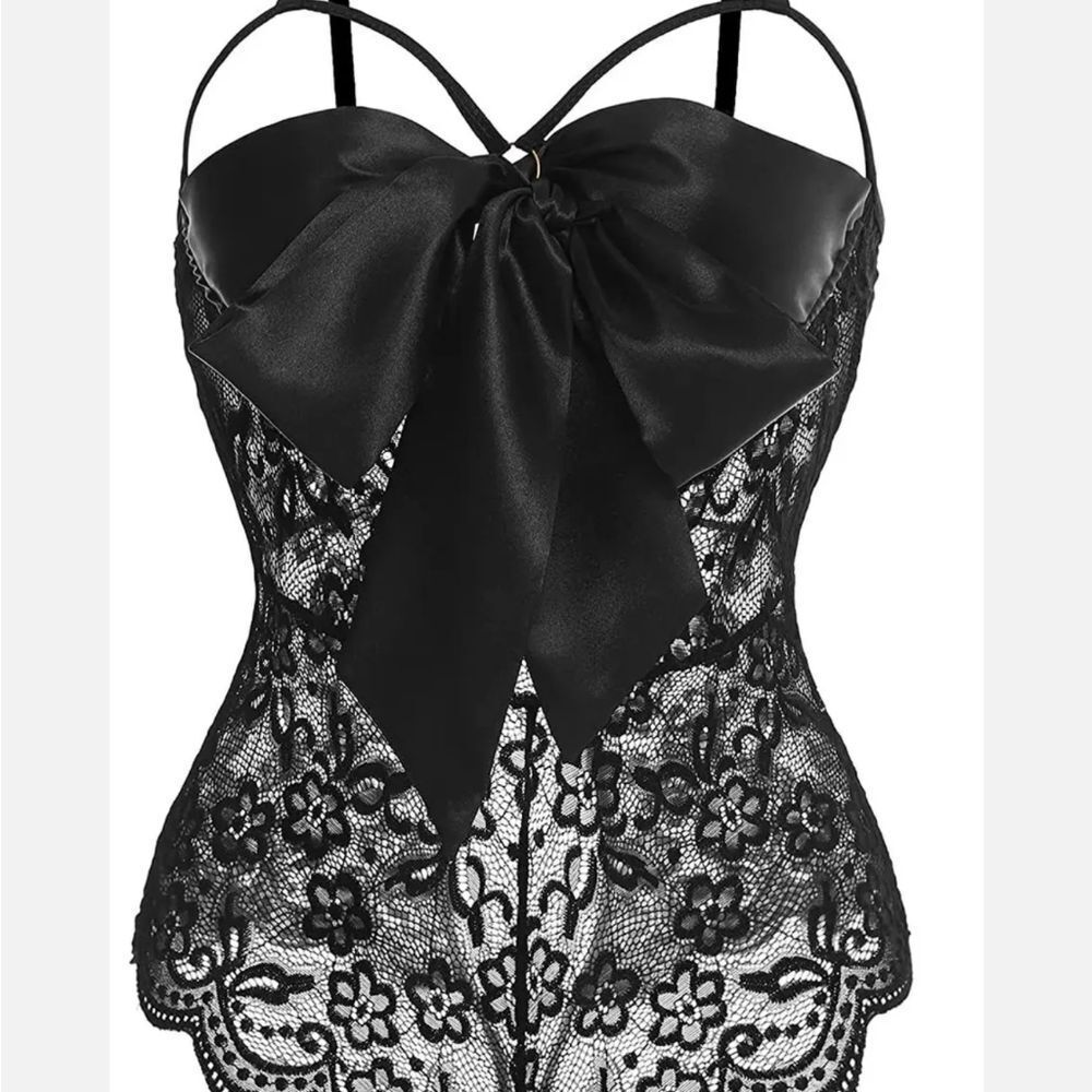 Unwrap Me Babydoll Big Bow Front Clourse Lingerie Women's Sexy Teddy Underwear - Picture 3 of 8